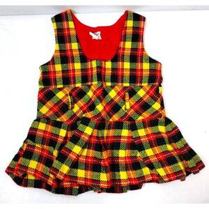 R Gee Kids Girls size 2T sleeveless top or dress plaid vintage 1970s